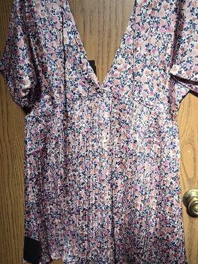Floral Pink V-Neck Women's Dress